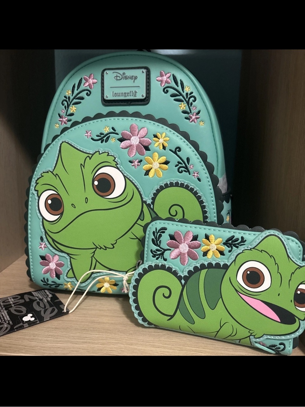Disney Tangled Pascal Chameleon Loungefly Backpack & Wallet Set